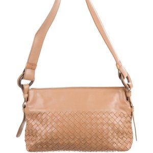 Authentic Bottega Veneta Tan Mini Intrecciato Shoulder Bag